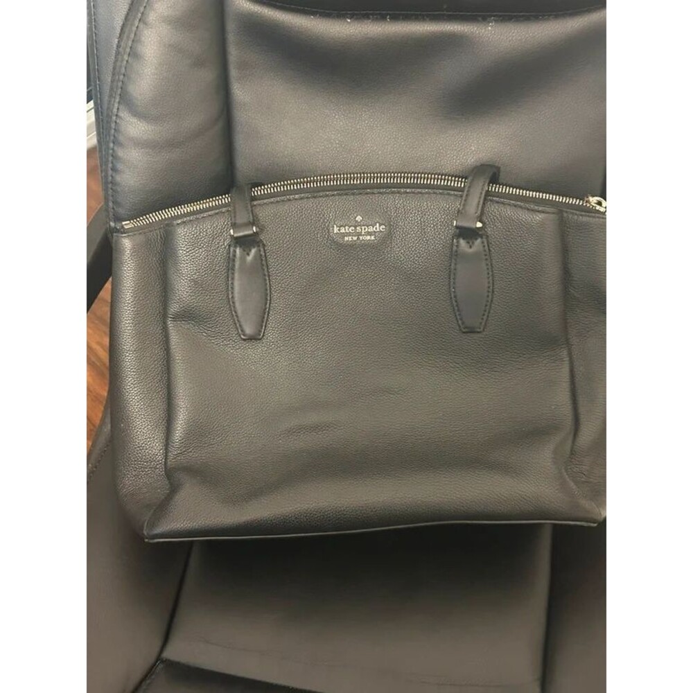 Kate Spade New York Black Pebbled Leather 3-Compartment Carryall Shoulder Bag